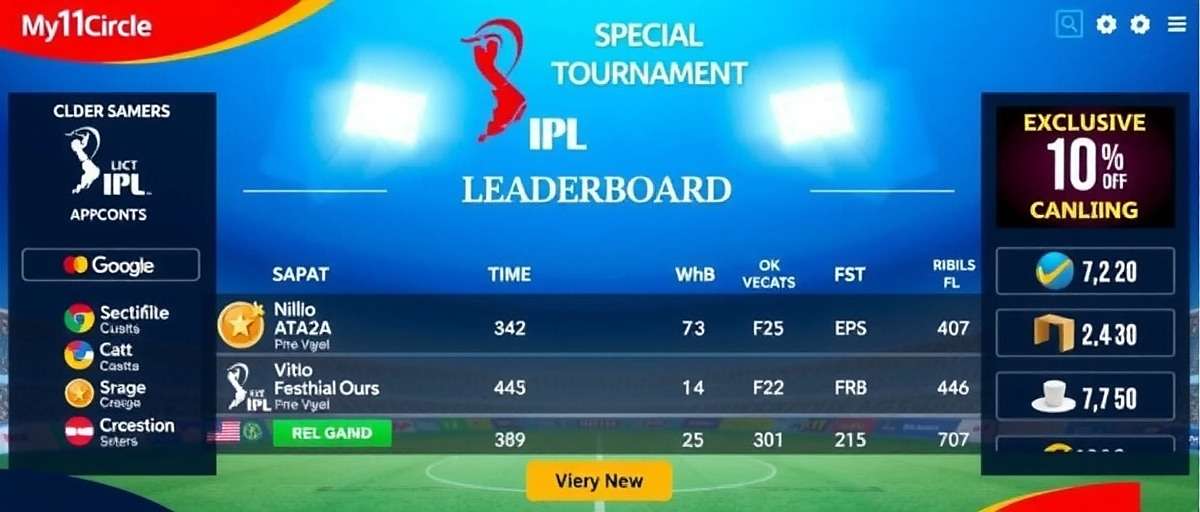 My11Circle IPL Tournaments My11Circle IPL special tournament page showing leaderboard and exclusive prizes